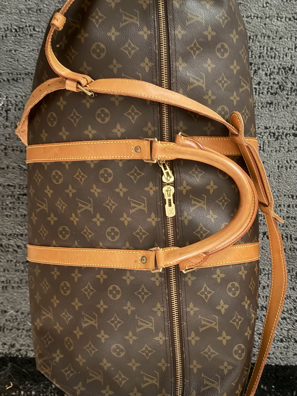 Louis Vuitton Monogram Canvas Duffle with Tan Leather